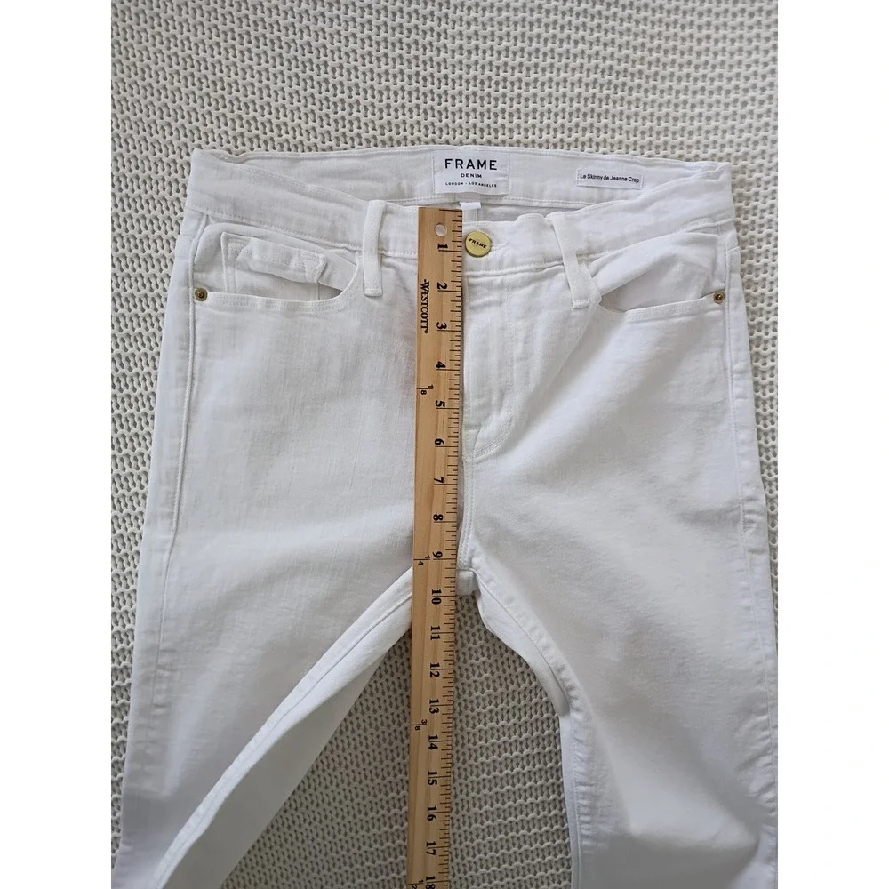 FRAME Le Skinny De Jeanne Crop Blanc White Jeans 27x27 USA Made Classic $228 - Picture 7 of 13